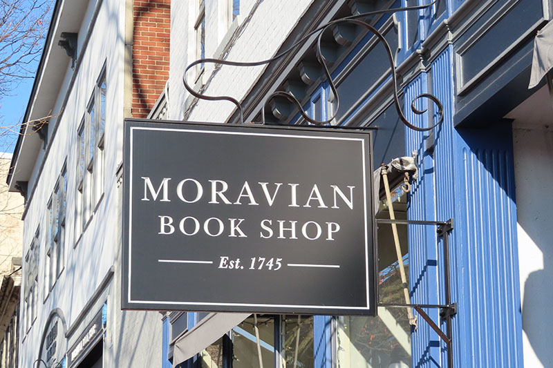 Moravian Book Shop sign